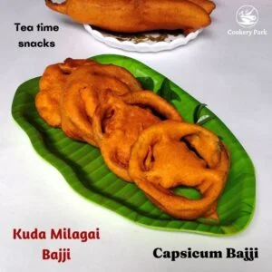Read more about the article Capsicum Bajji recipe | Kuda Milagai Bajji | Bell Pepper Bajji