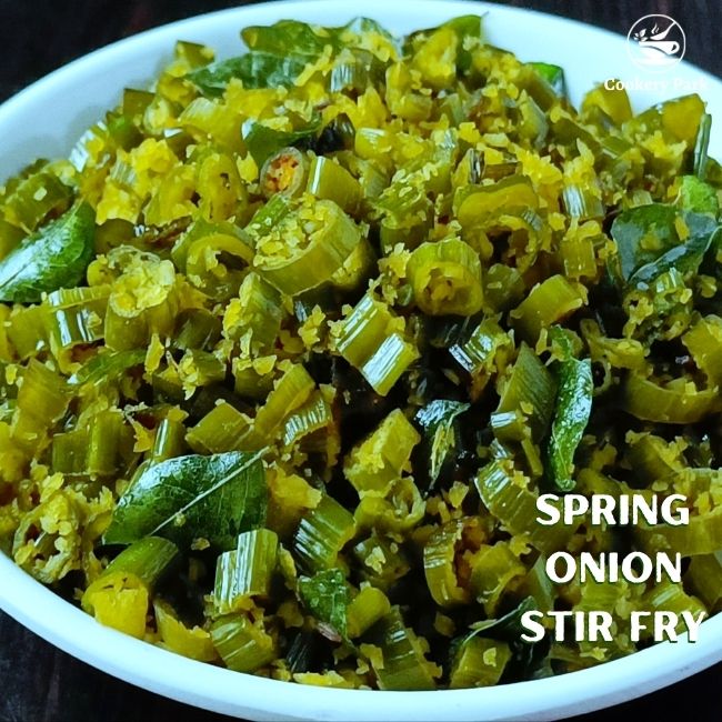 Spring onion stir fry Vengaya poo poriyal recipe